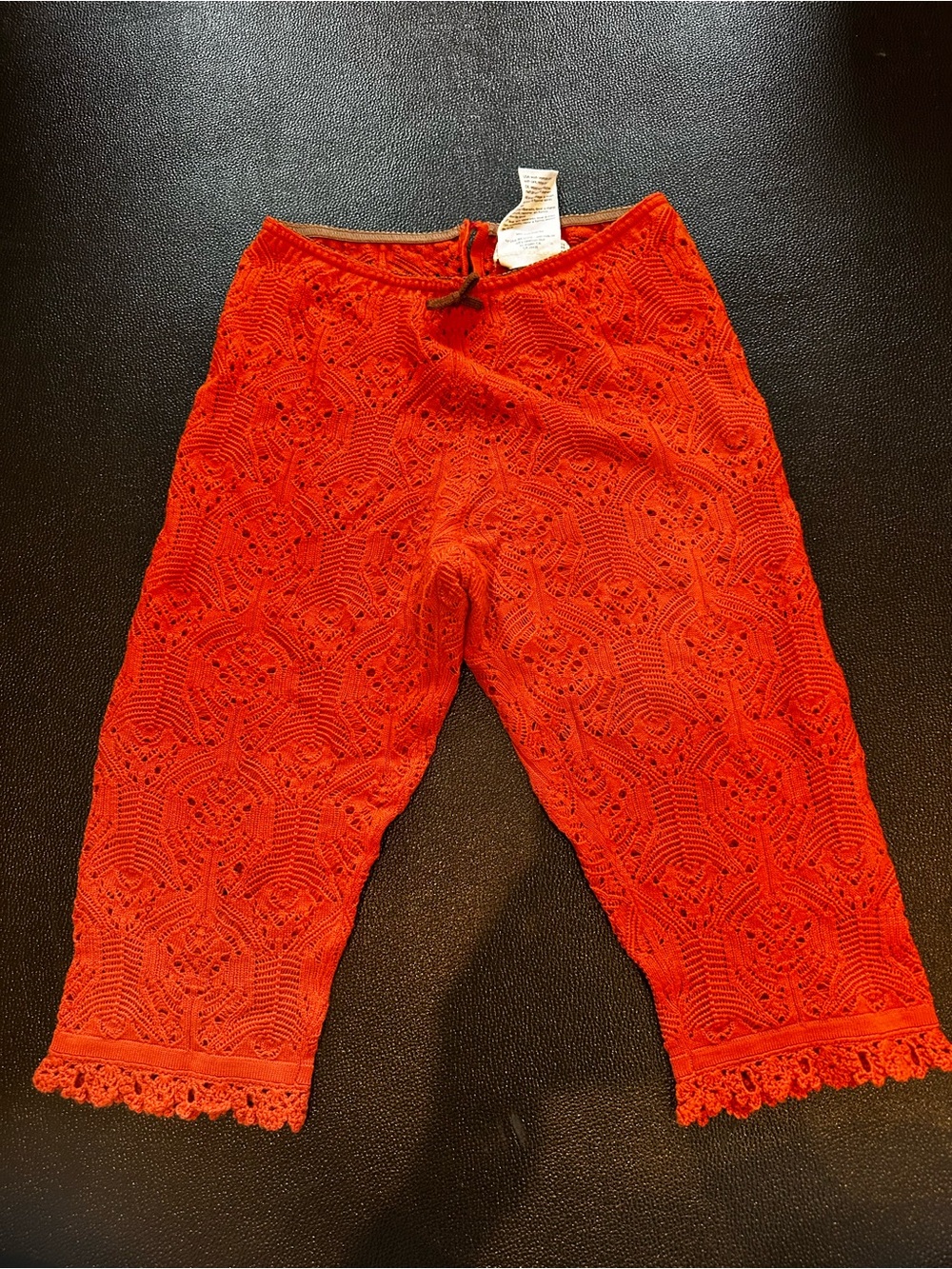 Odd Molly Crochet Crop Pants - Red